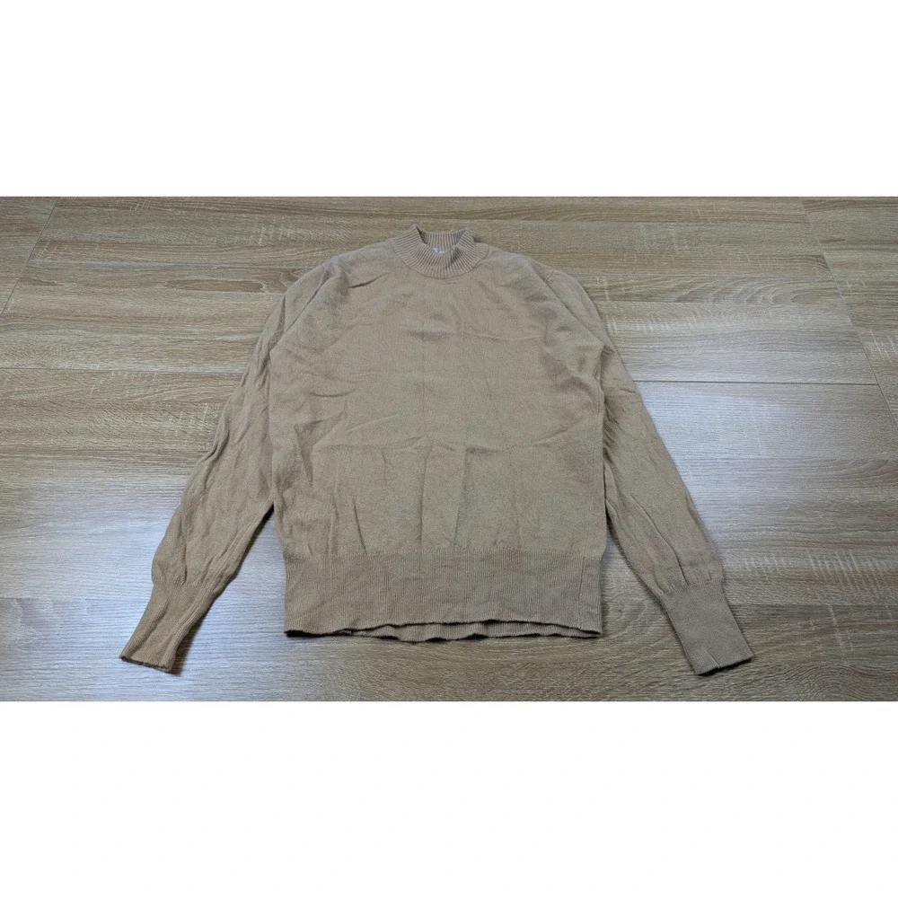 Lyle‎ And Scott Sweater Tan Mockneck Pure Cashmere Old Money Womens Size 38